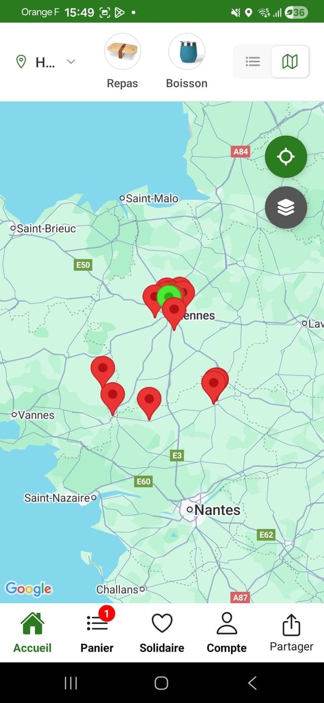 Cartographie temps réel – aperçu de l’application Csibon côté utilisateur