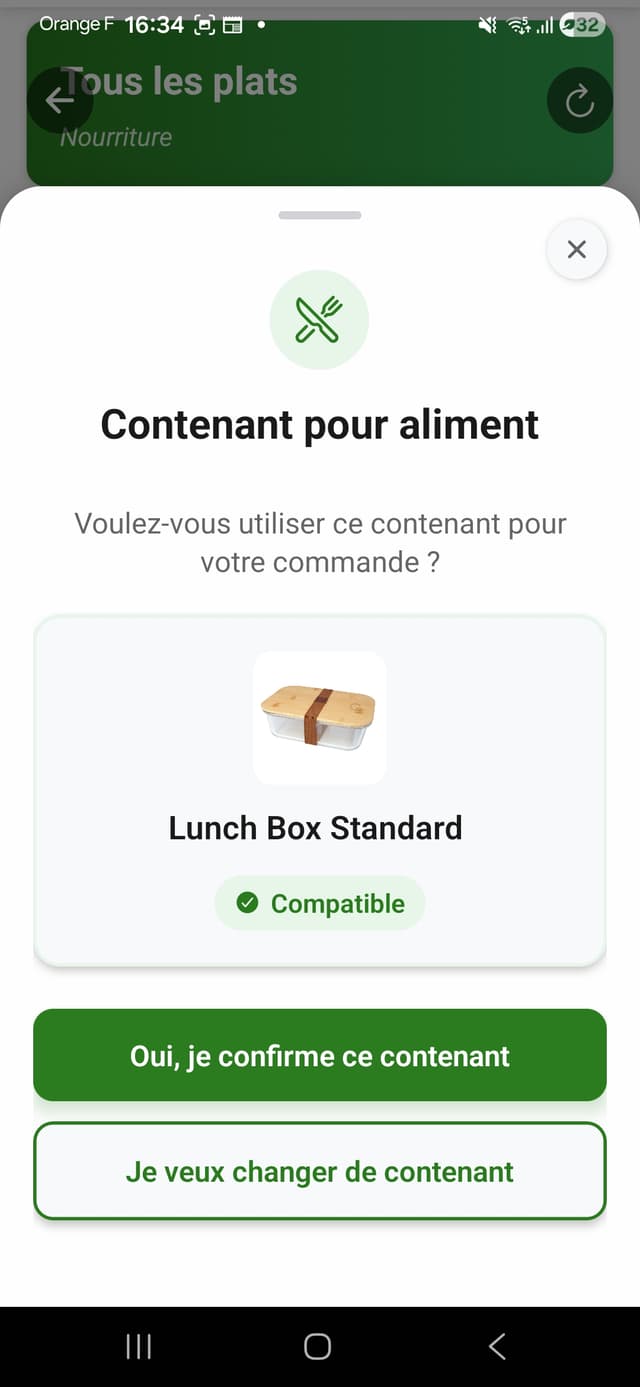 choix du contenant – aperçu de l’application Csibon côté utilisateur